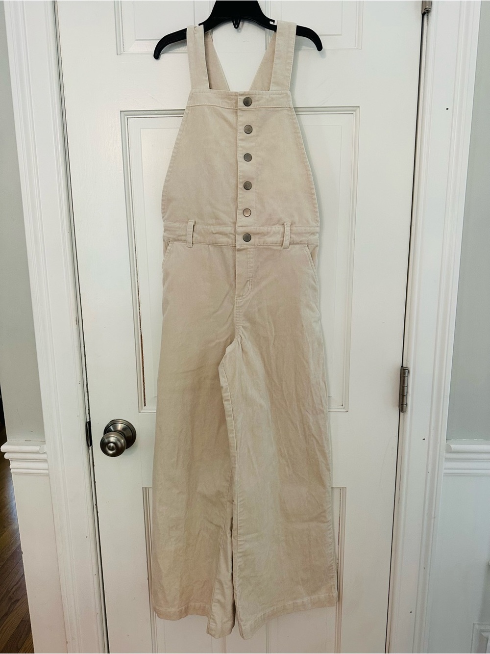 Janie and Jack Beige Button-Front Wide-Leg Corduroy Overalls Sz 12